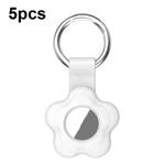 For AirTag 5pcs AT03 Tracker Case Positioning Anti-loss Device Storage Keychain Cover(White)