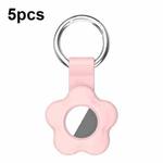 For AirTag 5pcs AT03 Tracker Case Positioning Anti-loss Device Storage Keychain Cover(Pink)