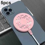 5pcs CP06 Magsafe Wireless Charger Silicone Protective Case(Pink)