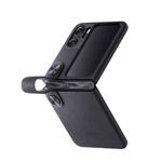 For OPPO Find N2 Flip Original OPPO Hand Strap Type Vegan Leather Phone Case(Midnight Blue)