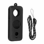 For Insta360 One X2 Sunnylife ST-Q9420 Silicone Protective Case Black Body Case+Lanyard Rope