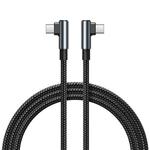 REMAX RC-C002 USB-C/Type-C To USB-C/Type-C 65W Braided Data Cable with 90 Degree Elbow,Length 1m(Black)