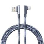 REMAX RC-C002 USB To USB-C/Type-C  2.4A Braided Data Cable with 90 Degree Elbow,Length 1m(Silver)