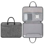 Baona Leather Fully Open Portable Waterproof Computer Bag, Size: 14 inches(Gray Black)