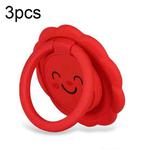 3pcs Sunflower Smiley Mobile Phone Finger Ring Bracket Zinc Alloy Ultra-thin Stand(Red)