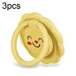 3pcs Sunflower Smiley Mobile Phone Finger Ring Bracket Zinc Alloy Ultra-thin Stand(Lemon Yellow)