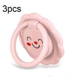 3pcs Sunflower Smiley Mobile Phone Finger Ring Bracket Zinc Alloy Ultra-thin Stand(Sand Pink)