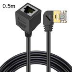 Left Bend 0.5m Cat 8 10G Transmission RJ45 Male To Female Computer Network Cable Extension Cable(Black)