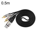 XLR Female To 2RCA Male Plug Stereo Audio Cable, Length: 0.5m