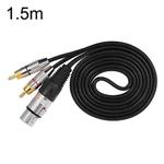 XLR Female To 2RCA Male Plug Stereo Audio Cable, Length: 1.5m