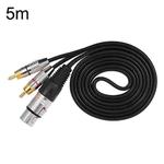 XLR Female To 2RCA Male Plug Stereo Audio Cable, Length: 5m