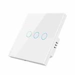 Tuya ZigBee Zero Firewire Touch Wall Remote Control Switch Light Control Voice Switch EU Plug, Style: 3 Gang (White)