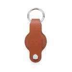 For AirTag Tracker Leather Case Key Holder(Linear Brown)