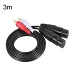 2RCA To 2XLR Speaker Canon Cable Audio Balance Cable, Size: 3m(Dual Lotus To Dual Female)