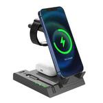 Z252 6-In-1 Wireless Charging Stand Dock With USB-C/Type-C Port & 8 Pin Charge Cable(Grey)