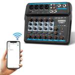 U6 6 Channels Bluetooth With Sound Card Mixer Computer Home Band Recording Performance Stage USB Small Mixer(Black)