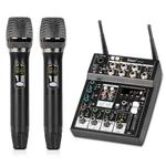 UF6-M 4 Way Mixer With Wireless Microphone Recording Small Live USB Bluetooth Reverberation Microphone(Black)