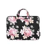 H40-B01 White Rose Pattern Laptop Case Bag Computer Liner Bag With Handle, Size: 13 Inch(Black)