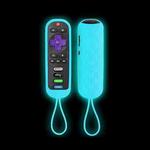 For TCL Roku RC280/RC282 2pcs Oval Remote Control Silicone Case(Luminous Blue)