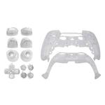 For PS5 Controller Full Set Housing Shell Front Back Case Cover Replacement(Transparent White)