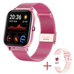 H10 1.69 inch Screen Bluetooth Call Smart Watch, Support Heart Rate/Blood Pressure/Sleep Monitoring, Color: Pink Net+Silicone