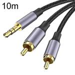 10m Gold Plated 3.5mm Jack to 2 x RCA Male Stereo Audio Cable