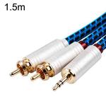 1.5m Gold Plated 3.5mm Jack to 2 x RCA Male Stereo Audio Cable(Pearl Silver)