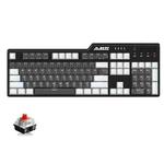 Ajazz AK35I 110 Keys White Light Backlight PBT Keycap Wired Mechanical Keyboard Red Shaft (White Gray)