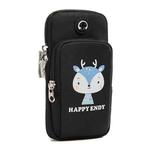 Small Running Mobile Phone Arm Bag Cartoon Mobile Phone Bag(Black Deer)