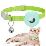For AirTag Tracker Silicone Case Reflective Pet Cat Collar With Bell(Mint Green)