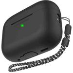 For AirPods Pro 2 AhaStyle PT187 Silicone One-Piece Protective Case With Lanyard Case(Black)
