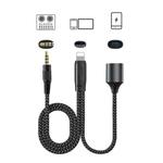 T42B 3.5mm Male+8 Pin Male+8 Pin Female Live OTG Sound Card Cable Mobile Phone Charging Audio Recording Data Cable