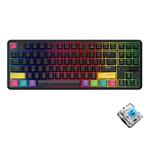 Ajazz K870T 87-Key RGB Office Game Phone Tablet Bluetooth/Wired Dual-Mode Mechanical Keyboard Green Shaft (Black)
