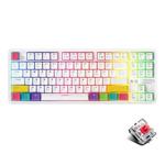 Ajazz K870T 87-Key Hot Swap Bluetooth/Wired Dual Mode RGB Backlight Office Game Mechanical Keyboard Red Shaft (White)