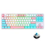 Ajazz K870T Pro 87 Keys Three Mode Wireless/Bluetooth/Wired Pluggable RGB Mechanical Keyboard Green Shaft (White)