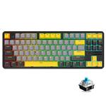 Ajazz K870T Pro 87 Keys Three Mode Wireless/Bluetooth/Wired Pluggable RGB Mechanical Keyboard Green Shaft (Black)