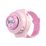 3212 Time Display Cartoon Watch Fan USB Charging Mini Kids Fan(Pink)