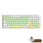 Ajazz AK992 99 Keys Wireless/Bluetooth Three-Mode Hot Swap RGB Gaming Mechanical Keyboard Tea Shaft White Light Version (White Green)
