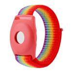 For AirTag Anti-Lost Device Case Locator Nylon Loop Watch Strap Wrist Strap, Size: 22cm Adult(Rainbow Color)