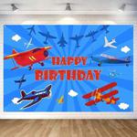 180x110cm Airplane Theme Birthday Background Cloth Children Birthday Party Decoration Photography Background