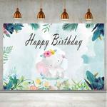 150x100cm Cartoon Cute Elephant Birthday Theme Party Decoration Photography Background Cloth