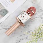 WS-858L LED Light Flashing Wireless Capacitance Microphone Comes With Audio Mobile Phone Bluetoon Live Microphone(Rose Gold)