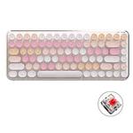 Ajazz K840T 84-Key Wireless/Bluetooth/Wired Three-Mode Round Key Punk Keycap Mechanical Keyboard Red Shaft (White Peach Mousse)