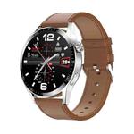 Sports Health Monitoring Waterproof Smart Call Watch With NFC Function, Color: Silver-Brown Leather