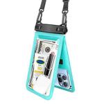 6.7 Inch Double Space Waterproof Phone Bag Case With Adjustable Lanyard(Blue)