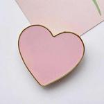 Electroplated Gold Trimmed Heart Shaped Retractable Cell Phone Buckle Air Bag Bracket(Pink)