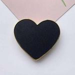 Electroplated Gold Trimmed Heart Shaped Retractable Cell Phone Buckle Air Bag Bracket(Black)