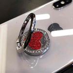 Round Glitter Heart Mobile Phone Ring Holder Metal Stand(Silver)