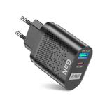 BK375-GaN EU Plug USB+Type-C 65W GaN Mobile Phone Charger PD Fast Charge Computer Adapter, Color: Black