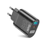 BK375-GaN KR Plug USB+Type-C 65W GaN Mobile Phone Charger PD Fast Charge Computer Adapter, Color: Black